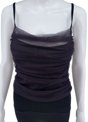 Lida Baday Ruched Mesh Overlay Camisole – Size 8 (Excellent Pre-Owned Condition)