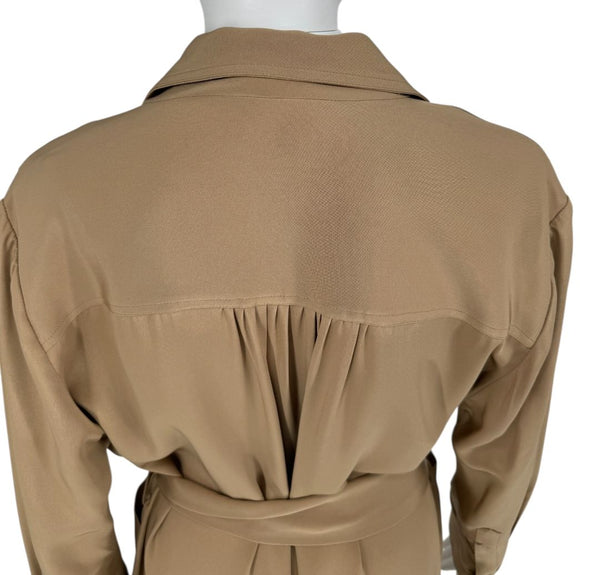 Kiton Camel Silk Belted Jacket – Size 44 (IT)