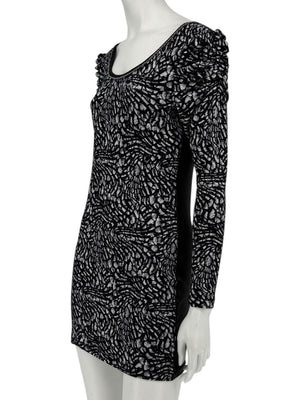 Custo Barcelona Long-Sleeve Printed Mini Dress – Size 0
