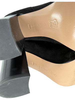 Gianvito Rossi Black Suede Block Heel Knee Boots – Size 39.5