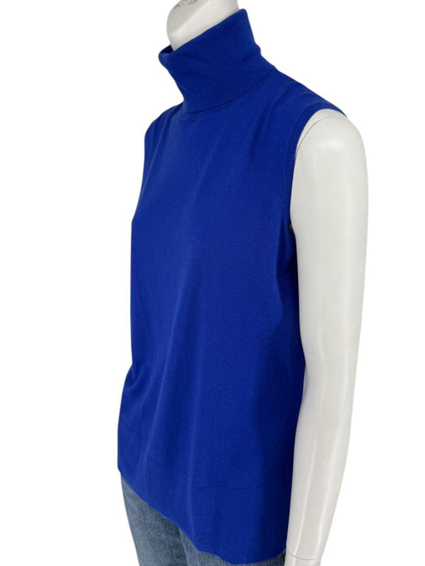 Lafayette 148 New York Royal Blue Sleeveless Turtleneck Sweater – Size L
