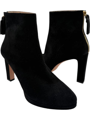 Stuart Weitzman Black Suede Round Toe Booties – Size 8.5M