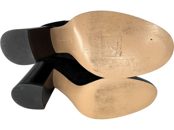 Gianvito Rossi Black Suede Block Heel Knee Boots – Size 39.5