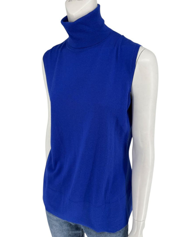 Lafayette 148 New York Royal Blue Sleeveless Turtleneck Sweater – Size L