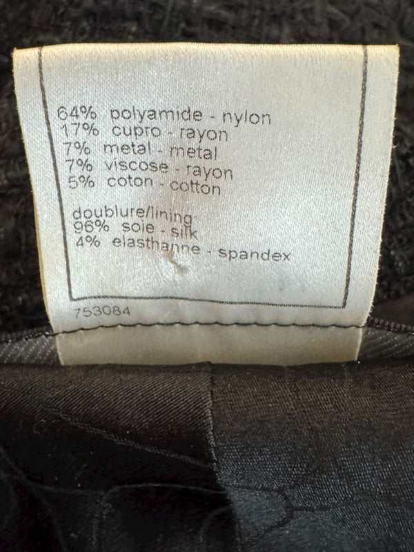 Chanel Women’s Black Textured Tweed Military-Inspired Jacket – Size 44