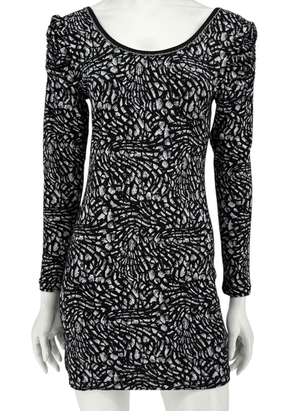 Custo Barcelona Long-Sleeve Printed Mini Dress – Size 0