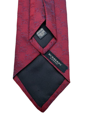 Burberry London Red Equestrian Knight Silk Necktie – Excellent Pre-Owned Condition