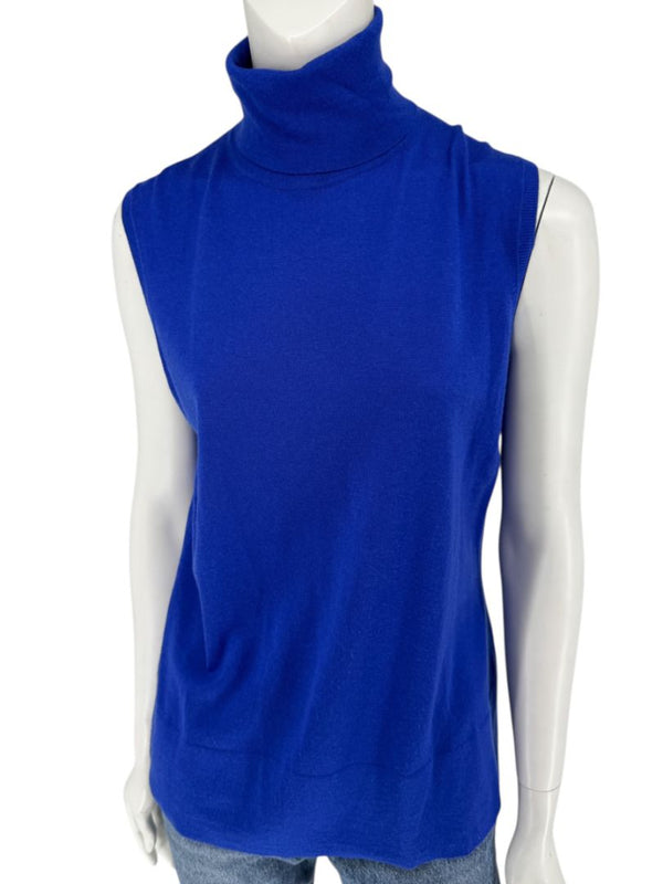 Lafayette 148 New York Royal Blue Sleeveless Turtleneck Sweater – Size L