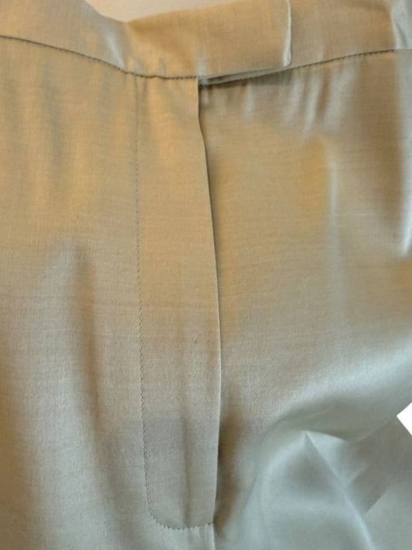 Lafayette 148 New York Beige Silk–Rayon–Wool Wide-Leg Pants – Size 12