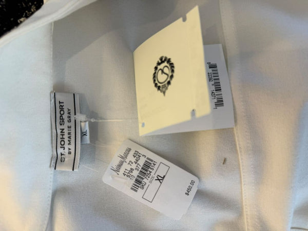 Escada White Stretch Denim Two-Piece Jacket & Pant Suit – Jacket Size XL / Pants Size 16