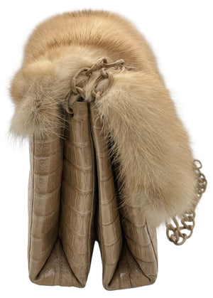 Nancy Gonzalez Caiman Crocodile & Mink Shoulder Bag