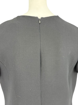 CHRISTIAN DIOR Black Wool-Silk Mini Dress with Sequin Embroidered Hem - US 12