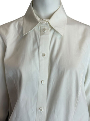 Givenchy Paris White Cotton Silk Button Down Shirt Blouse Women’s FR 42 US 10