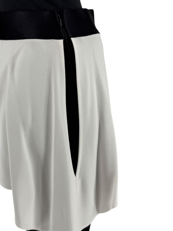 Pamella Roland Black Pants with White Asymmetrical Overlay – Large