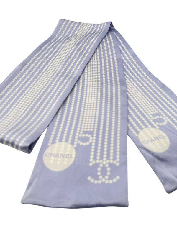 Chanel Lavender CC & Pearl Motif Silk Scarf – Excellent Preowned Condition