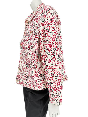 St. John Sport by Marie Gray Red & Black Circle Print Tank T-Shirt & Denim-Style Jacket Set – Size Jacket XL / Tank L