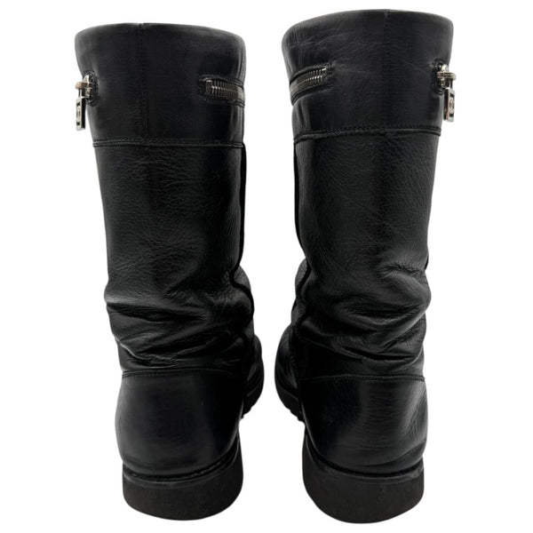 Chanel Leather Mid-Calf Moto Boots – Size 40.5
