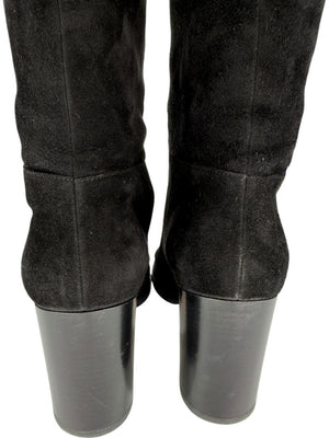 Gianvito Rossi Black Suede Block Heel Knee Boots – Size 39.5