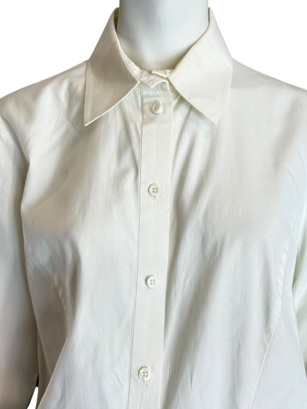Givenchy Paris White Cotton Silk Button Down Shirt Blouse Women’s FR 42 US 10
