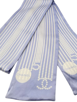 Chanel Lavender CC & Pearl Motif Silk Scarf – Excellent Preowned Condition