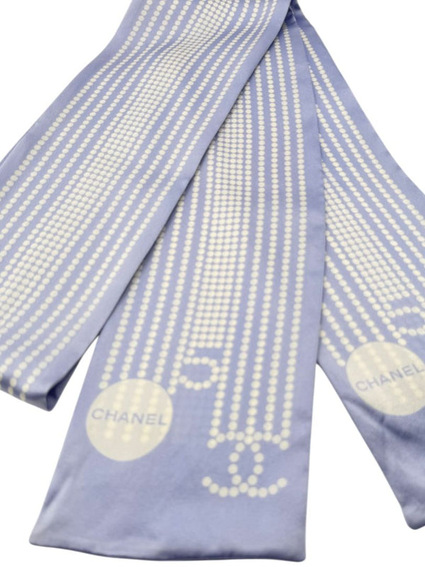 Chanel Lavender CC & Pearl Motif Silk Scarf – Excellent Preowned Condition