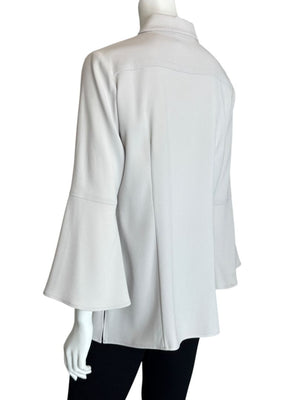 Pamella Roland Light Grey Ruffle Front Blouse – Large