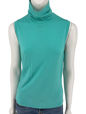 Les Copains Sleeveless Aqua Turtleneck Top – Size IT 46 (US L)