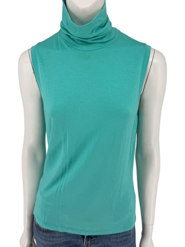 Les Copains Sleeveless Aqua Turtleneck Top – Size IT 46 (US L)