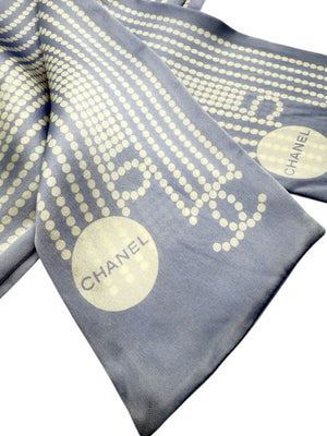 Chanel Lavender CC & Pearl Motif Silk Scarf – Excellent Preowned Condition