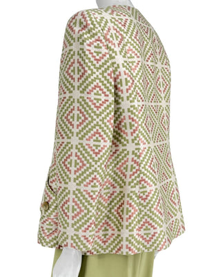 Bill Blass Three-Piece Green & Geometric Jacket Pant Set – XL