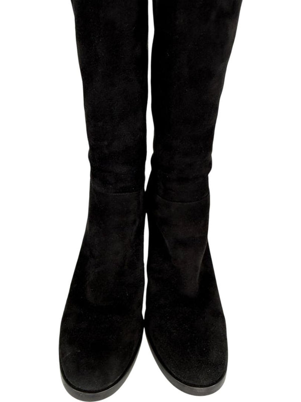 Gianvito Rossi Black Suede Block Heel Knee Boots – Size 39.5