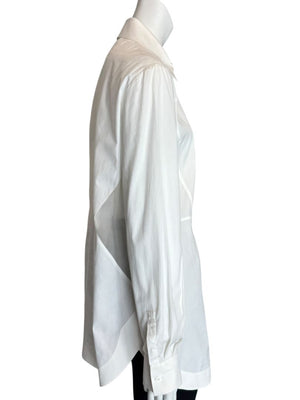 Givenchy Paris White Cotton Silk Button Down Shirt Blouse Women’s FR 42 US 10