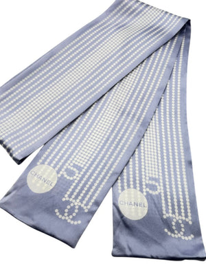 Chanel Lavender CC & Pearl Motif Silk Scarf – Excellent Preowned Condition