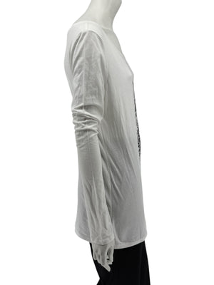 Karl Lagerfeld White Graphic Long Sleeve Cotton Top – Size M