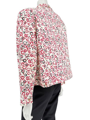 St. John Sport by Marie Gray Red & Black Circle Print Tank T-Shirt & Denim-Style Jacket Set – Size Jacket XL / Tank L