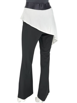 Pamella Roland Black Pants with White Asymmetrical Overlay – Large