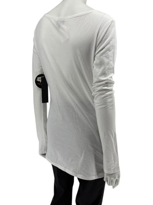 Karl Lagerfeld White Graphic Long Sleeve Cotton Top – Size M