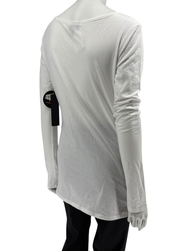 Karl Lagerfeld White Graphic Long Sleeve Cotton Top – Size M