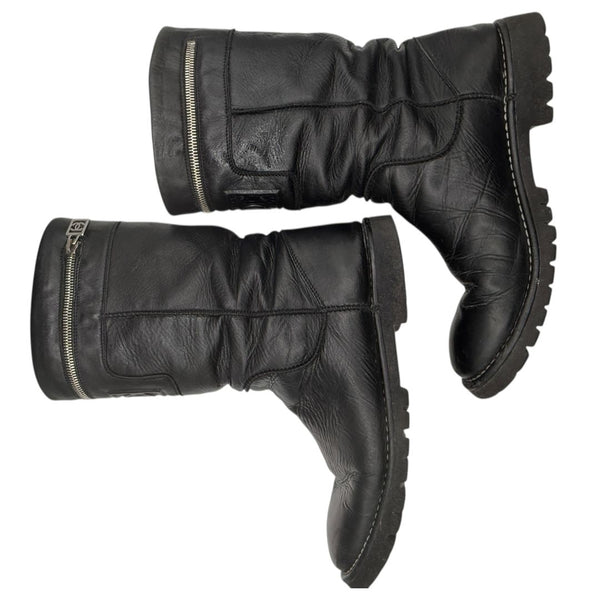 Chanel Leather Mid-Calf Moto Boots – Size 40.5