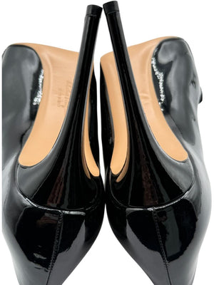 Salvatore Ferragamo Black Patent Leather Peep Toe Pumps – Size 8.5B