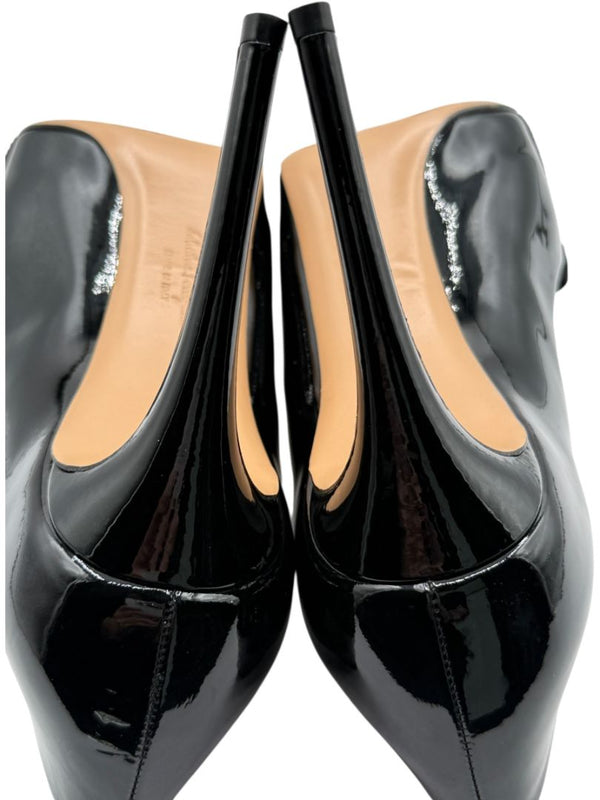 Salvatore Ferragamo Black Patent Leather Peep Toe Pumps – Size 8.5B