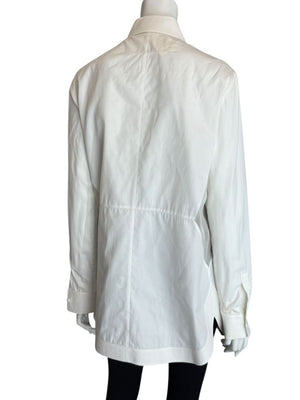Givenchy Paris White Cotton Silk Button Down Shirt Blouse Women’s FR 42 US 10