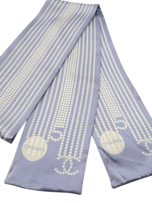 Chanel Lavender CC & Pearl Motif Silk Scarf – Excellent Preowned Condition