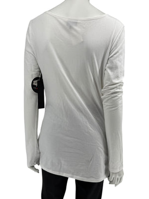 Karl Lagerfeld White Graphic Long Sleeve Cotton Top – Size M