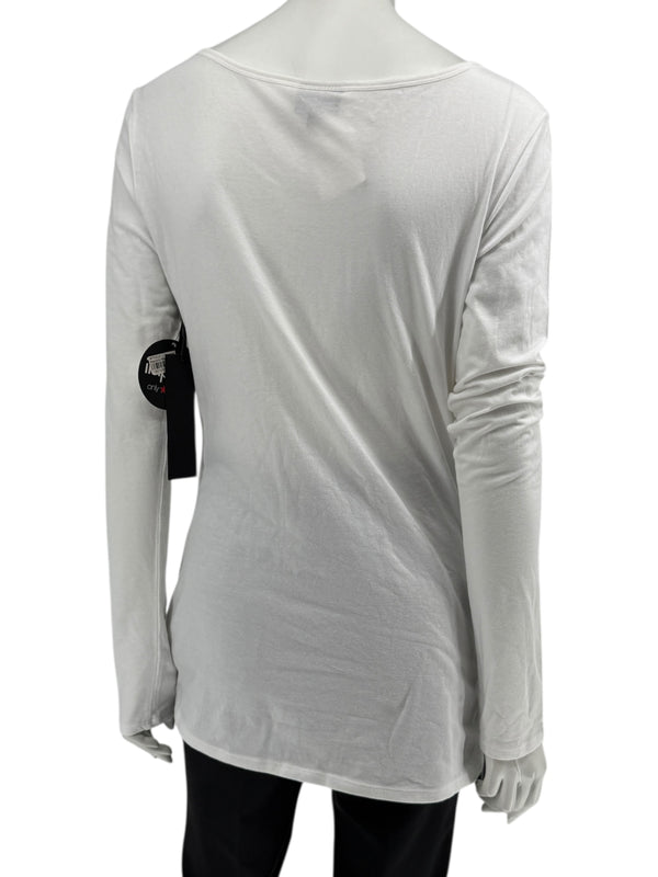 Karl Lagerfeld White Graphic Long Sleeve Cotton Top – Size M