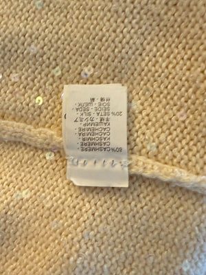 Brunello Cucinelli Beige Cashmere Sequin-Embellished Knit Top with Bow Detail – Size: XL