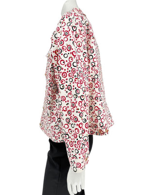St. John Sport by Marie Gray Red & Black Circle Print Tank T-Shirt & Denim-Style Jacket Set – Size Jacket XL / Tank L