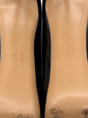 Salvatore Ferragamo Black Patent Leather Peep Toe Pumps – Size 8.5B