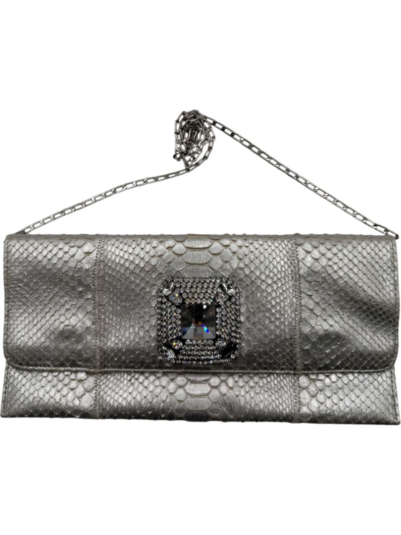 Carlos Falchi Metallic Snake Clutch – Good Condition – Convertible Shoulder Bag