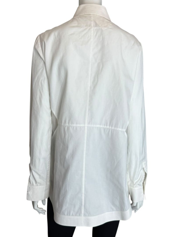 Givenchy Paris White Cotton Silk Button Down Shirt Blouse Women’s FR 42 US 10